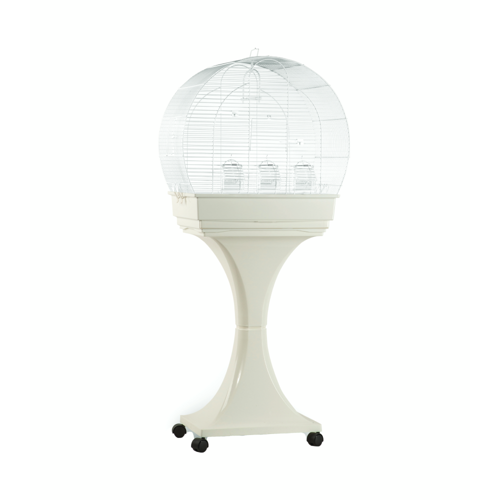 Gabbia Arco bianca con supporto e ruote