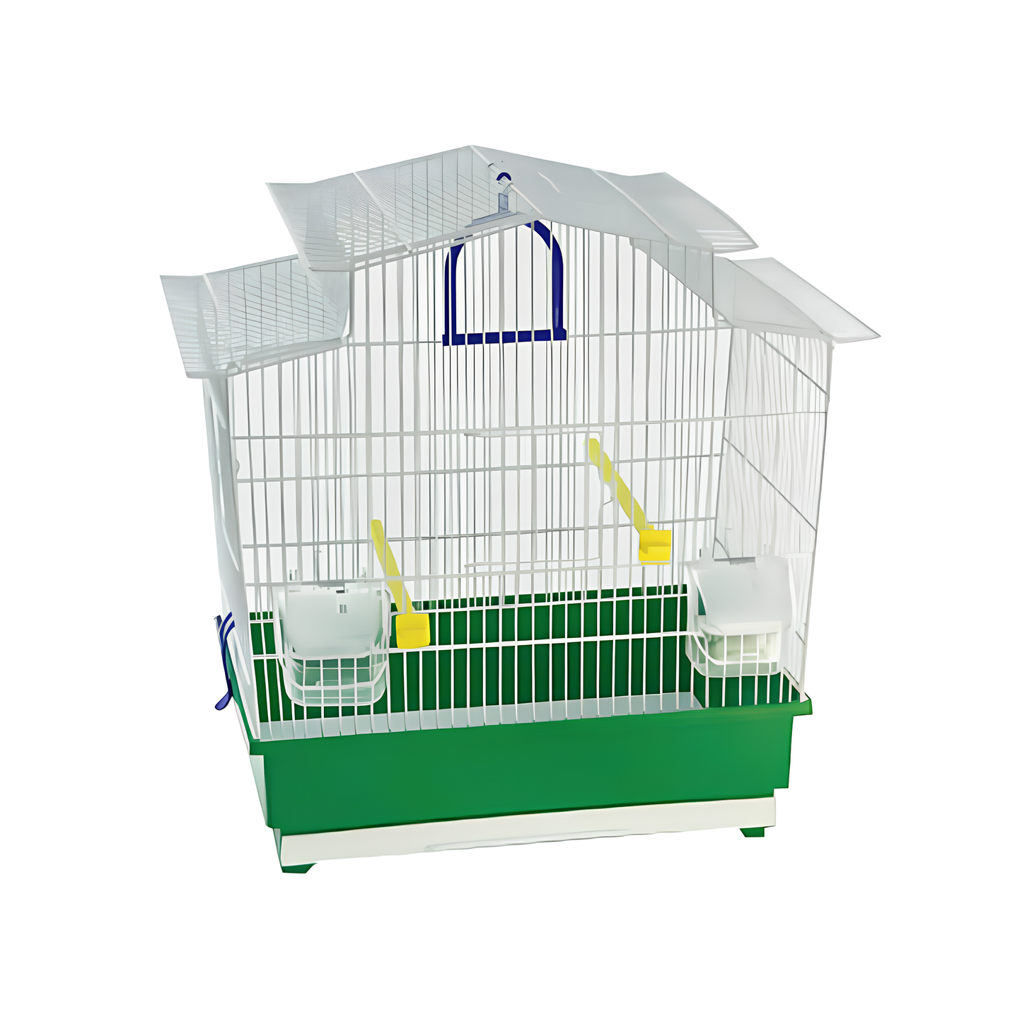 Gabbia Chalet verniciata bianca e verde