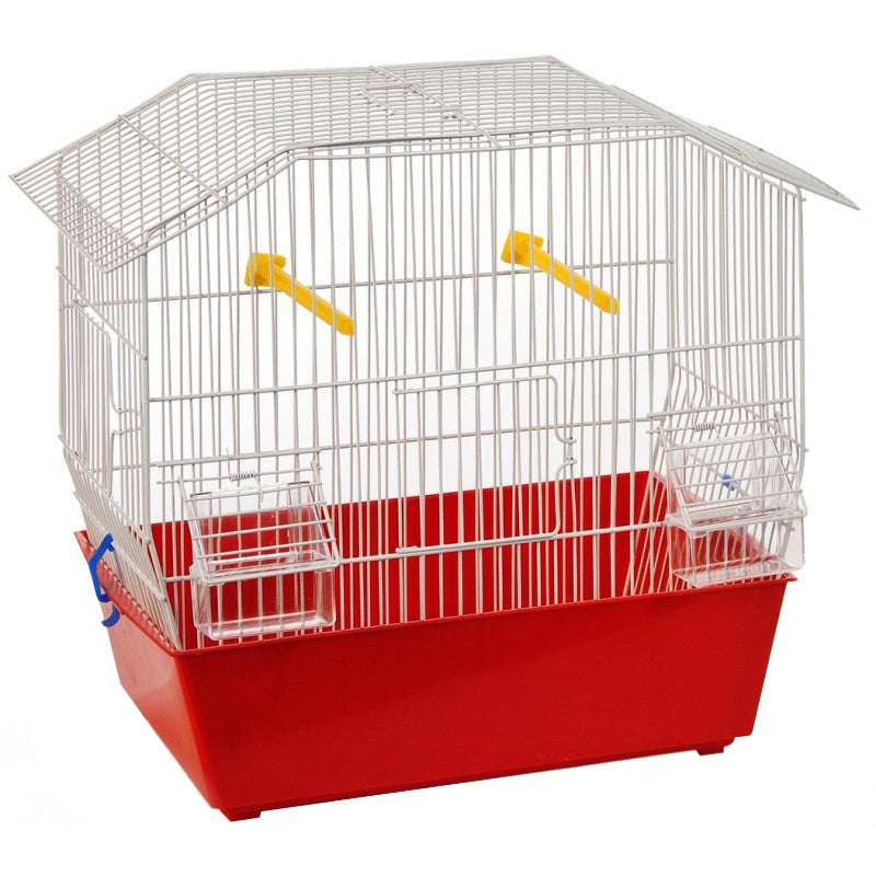 Gabbia Fanny verniciata bianca e rossa