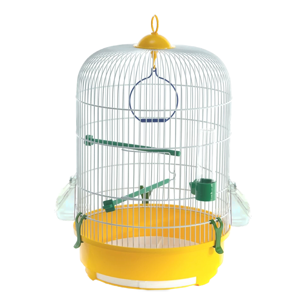 Gabbia Susy tonda verniciata bianca e gialla