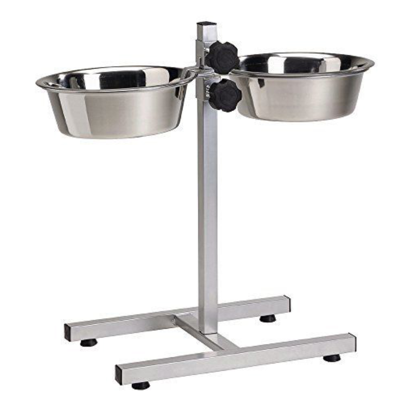 Portaciotole doppio con 2 Ciotole Inox