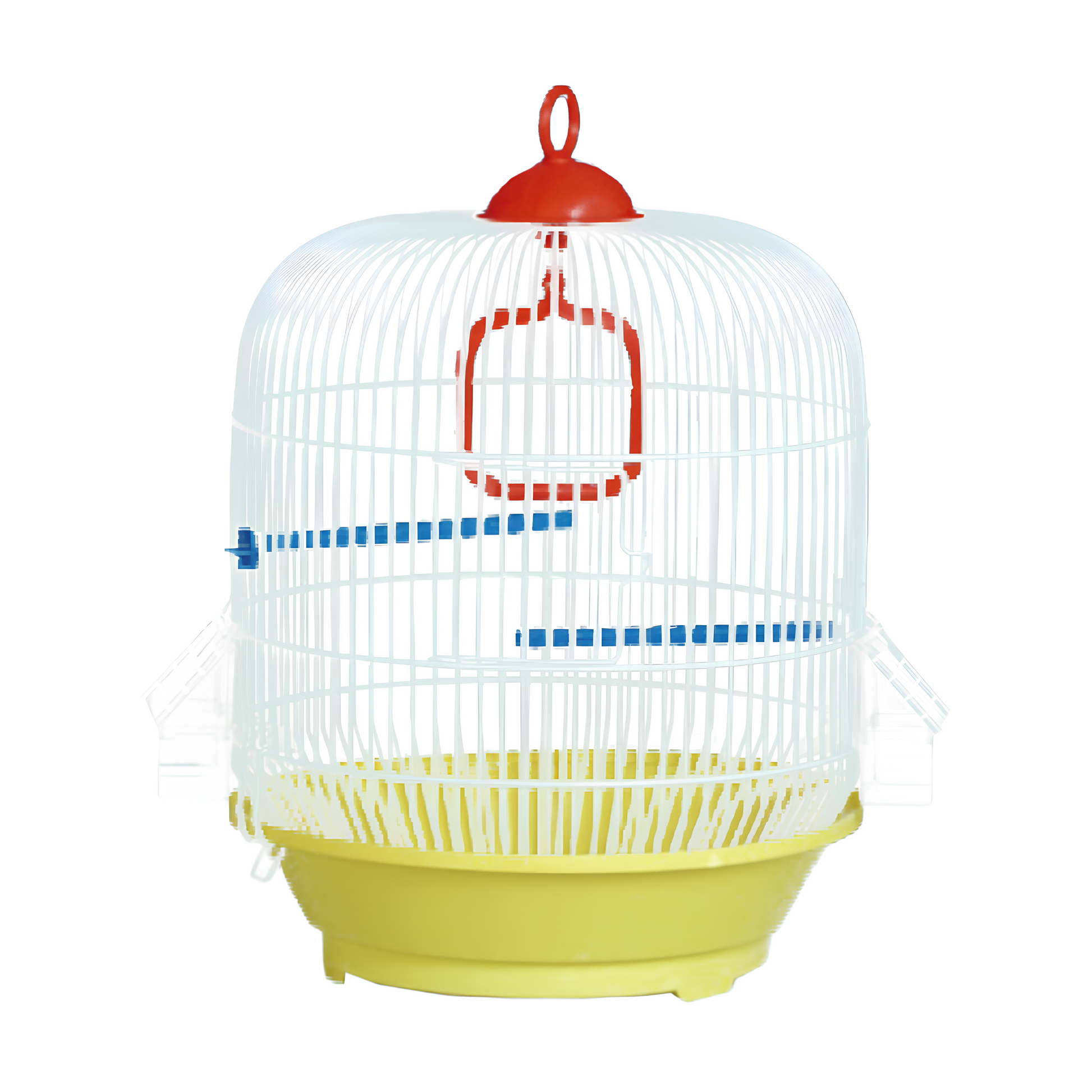 Gabbia Sara tonda verniciata bianca e gialla