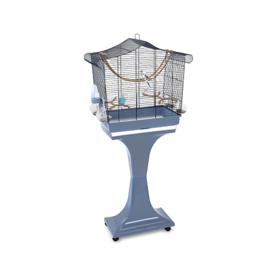 Gabbia Sofia azzurra e blu con supporto e ruote