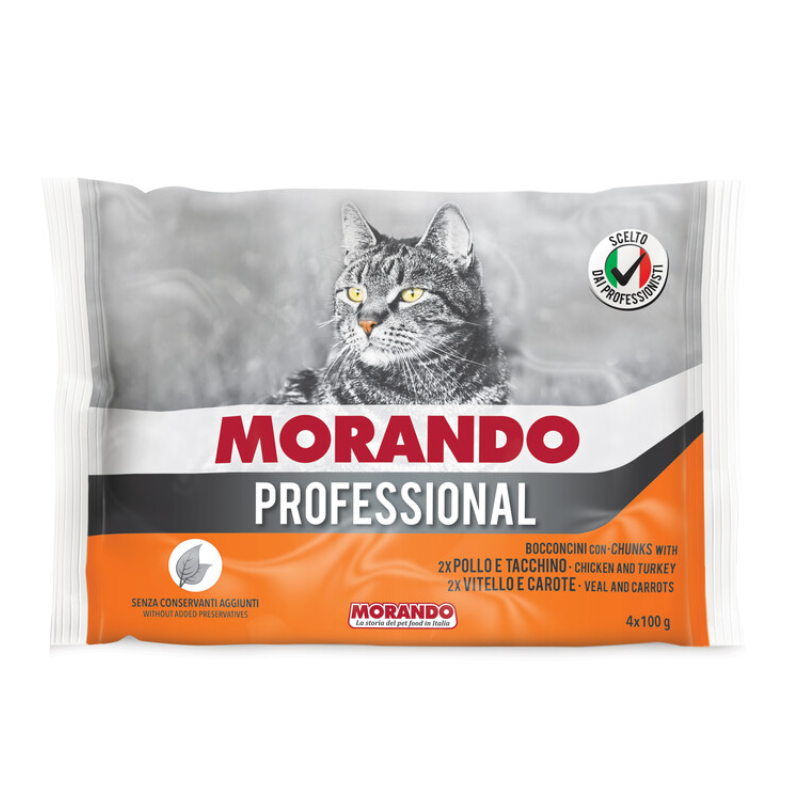 Morando Professional Umido Gatto, 2x Pollo e Tacchino, 2x Vitello e Carote